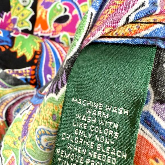 Ralph Lauren Womens Sz Small No Iron Vibrant Black Tropical Blouse Shirt Top - Picture 7 of 8